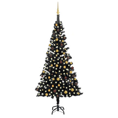 Artificial Pre-lit Christmas Tree with Ball Set Black 94.5 PVC