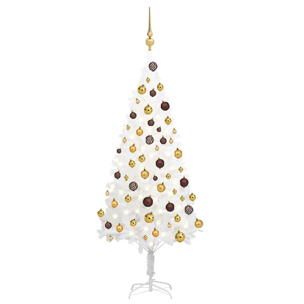 A 47.2-inch white pre-lit artificial Christmas tree adorned with gold ornaments.