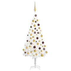 A 47.2-inch white pre-lit artificial Christmas tree adorned with gold ornaments.