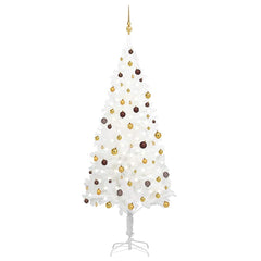 A 94.5-inch white pre-lit artificial Christmas tree decorated with gold balls.