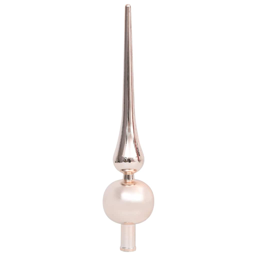A 94.5-inch pre-lit artificial Christmas tree with green branches and rose gold balls.