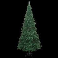 94.5-inch pre-lit artificial Christmas tree in green with rose gold balls.