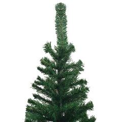 94.5-inch pre-lit artificial Christmas tree in green with rose gold balls.