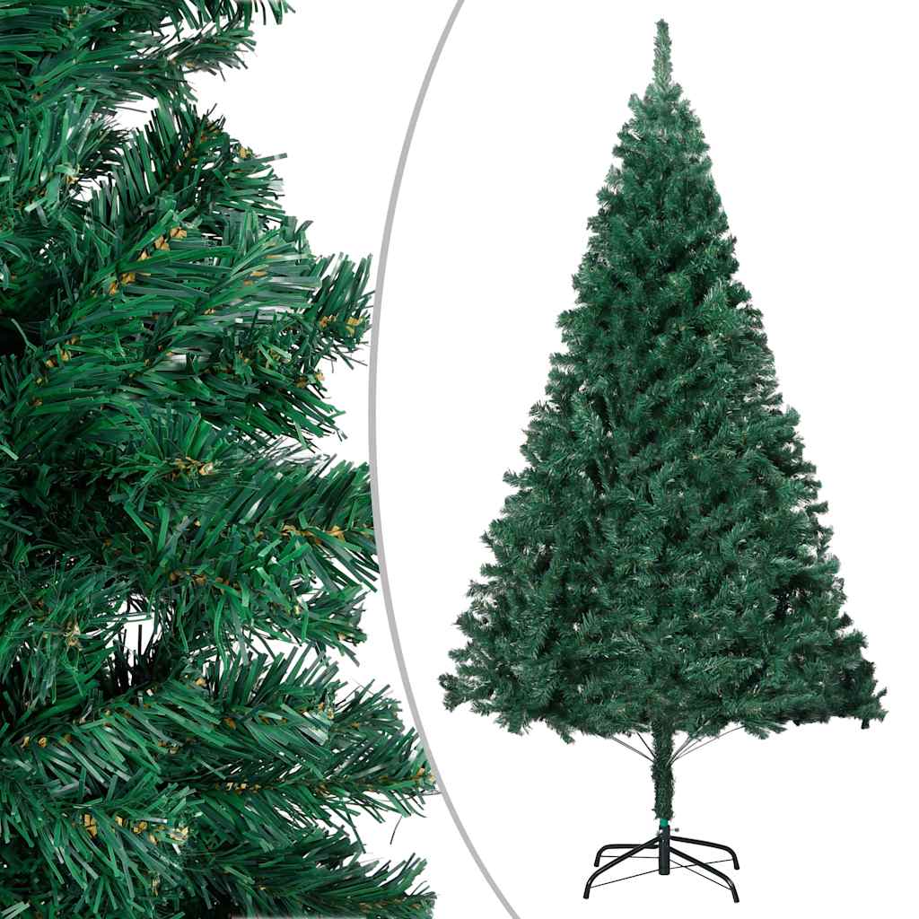 A 94.5-inch pre-lit artificial Christmas tree in green PVC with rose gold balls and LED lights on a stand.