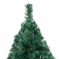 94.5" green artificial Christmas tree with pre-lit LED lights and rose gold ornaments