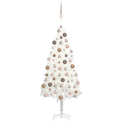A 47.2-inch white pre-lit artificial Christmas tree adorned with rose gold balls.