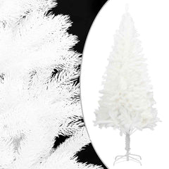 A 59.1-inch white pre-lit artificial Christmas tree with rose gold balls.