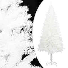 A 94.5-inch white pre-lit artificial Christmas tree adorned with rose gold balls.