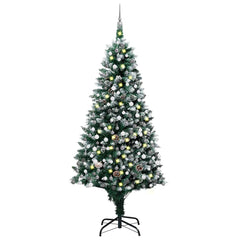 Artificial Pre-lit Christmas Tree with Ball Set&Pine Cones 94.5