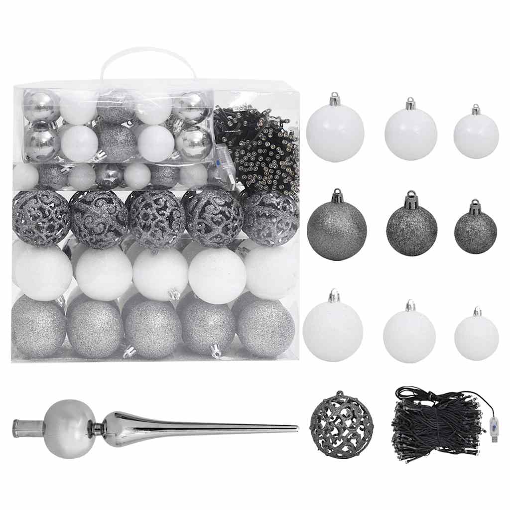 Artificial Pre-lit Christmas Tree with Ball Set&Pine Cones 94.5