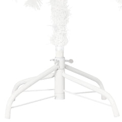 A 59.1-inch white pre-lit artificial Christmas tree with branches, LED lights, and a ball ornament set on a metal stand.