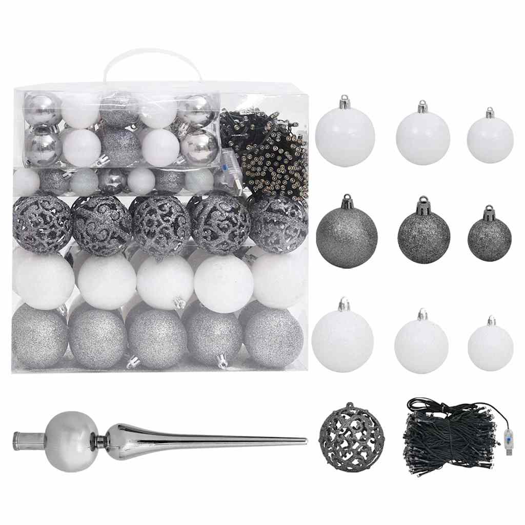 Artificial Pre-lit Christmas Tree with Ball Set White 82.7