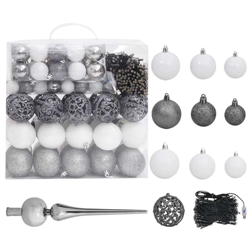 Artificial Pre-lit Christmas Tree with Ball Set White 94.5
