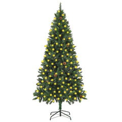 Artificial Pre-lit Christmas Tree with Pine Cones Green 82.7