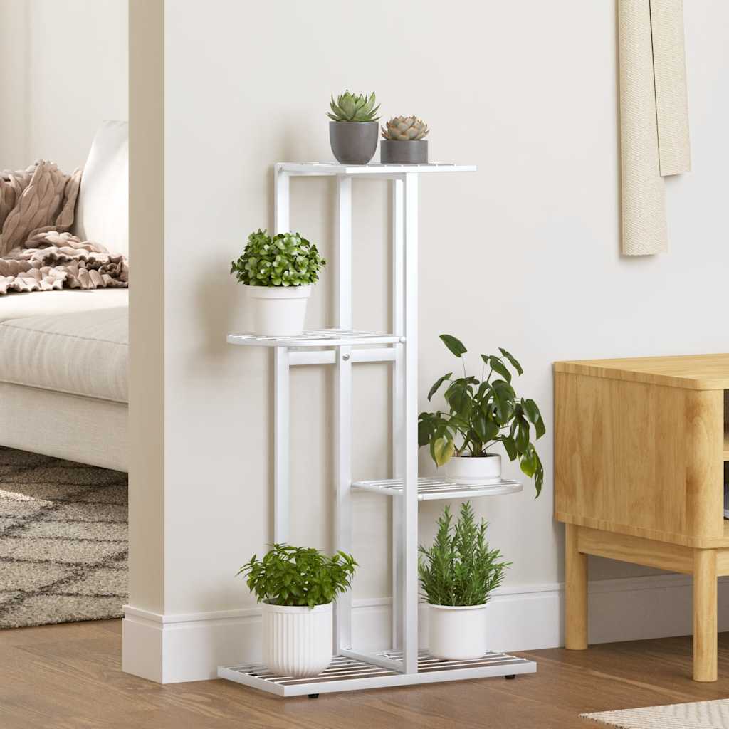 Plant Stand White Metal Medium Shelving Plant Stand
