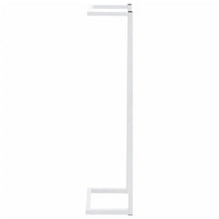 White steel towel rack, 9.8x7.9x37.4 inches, with side arms for hanging towels.
