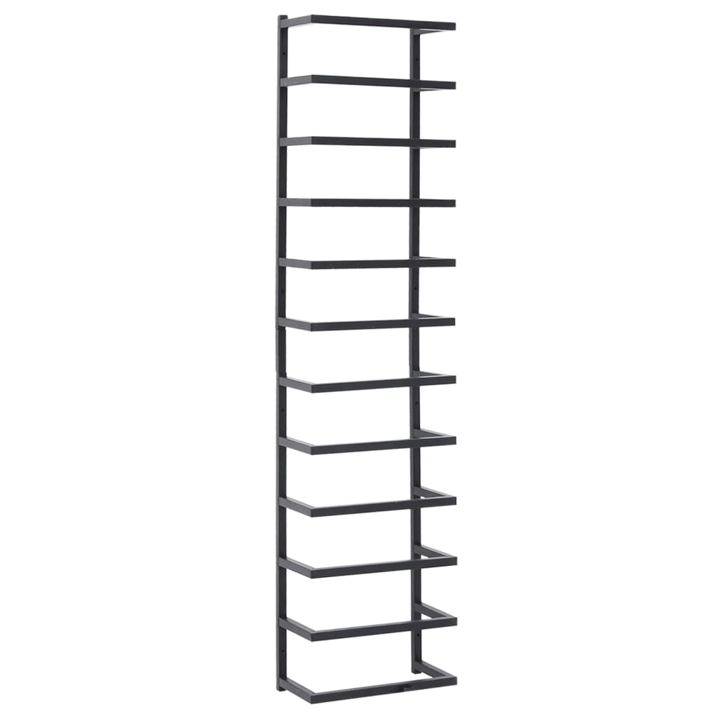 Black steel wall-mounted towel rack, 37.8 inches tall with multiple bars.