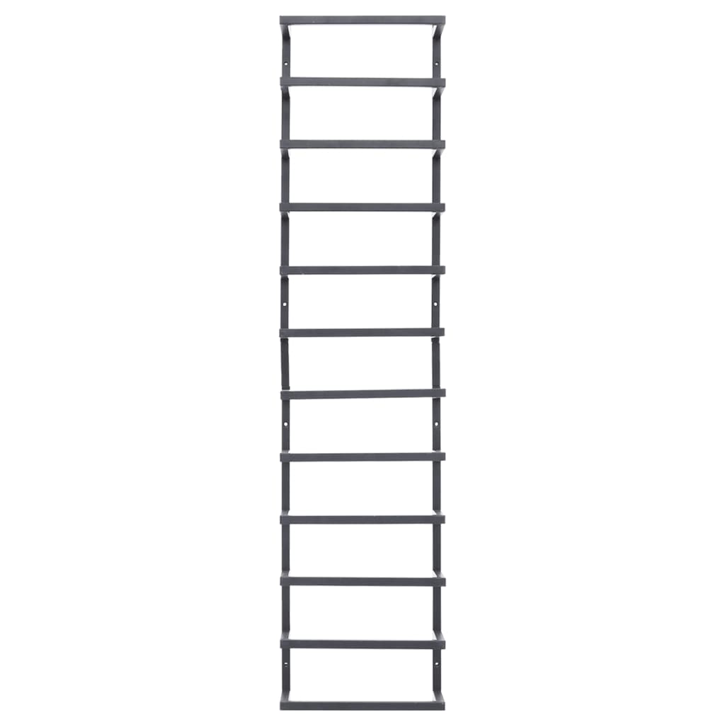 A black steel towel rack with multiple horizontal bars, measuring 9.4x4.7x37.8 inches.