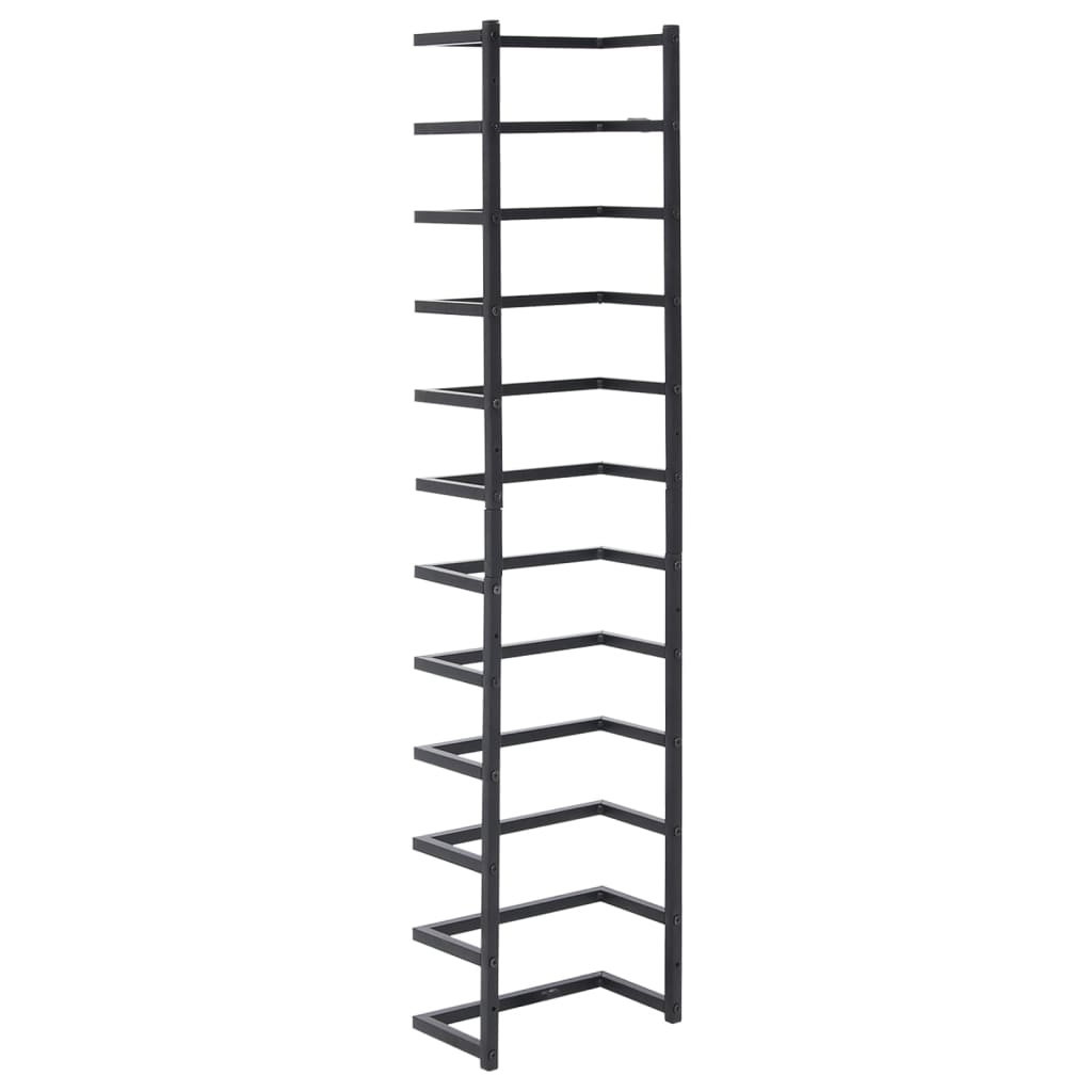 Black steel wall-mounted towel rack, 37.8 inches tall with multiple bars.