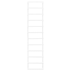 White steel towel rack, 37.8 inches tall with multiple horizontal bars for hanging towels.