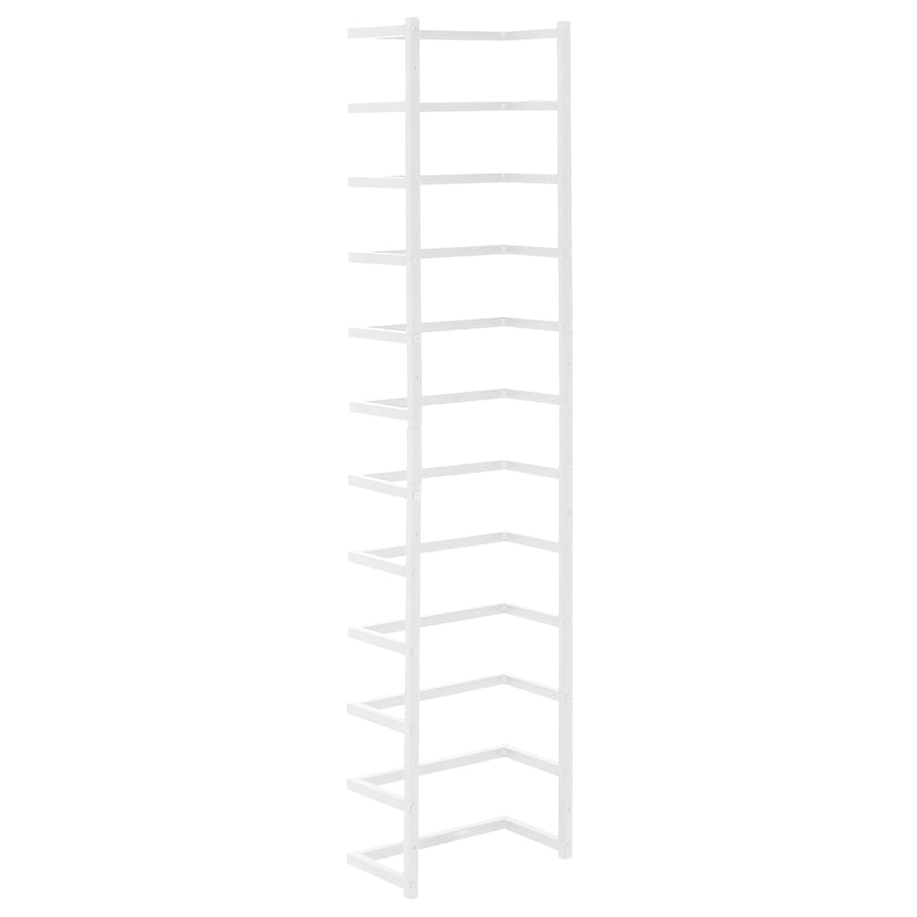 White steel towel rack, 9.4 x 4.7 x 37.8 inches, tall vertical design.