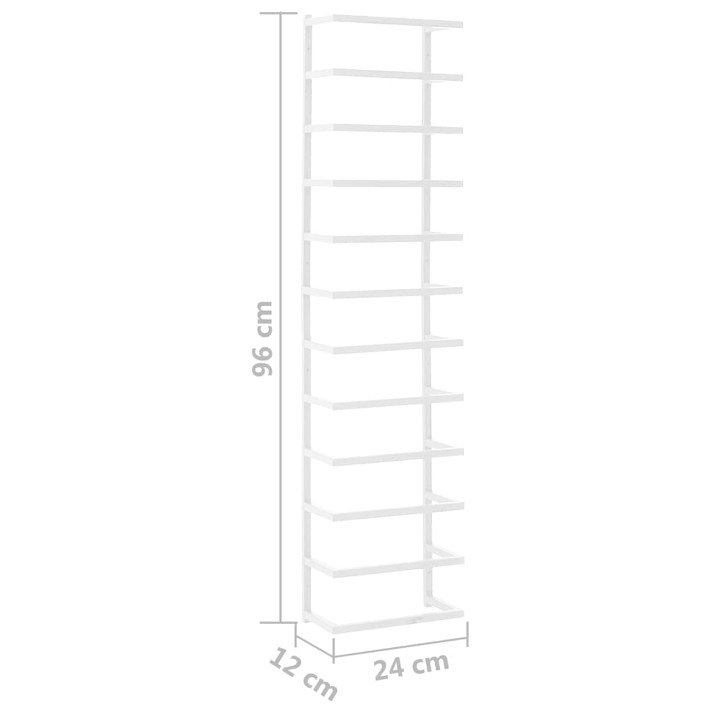 White steel towel rack, 9.4 x 4.7 x 37.8 inches, with multiple shelves.