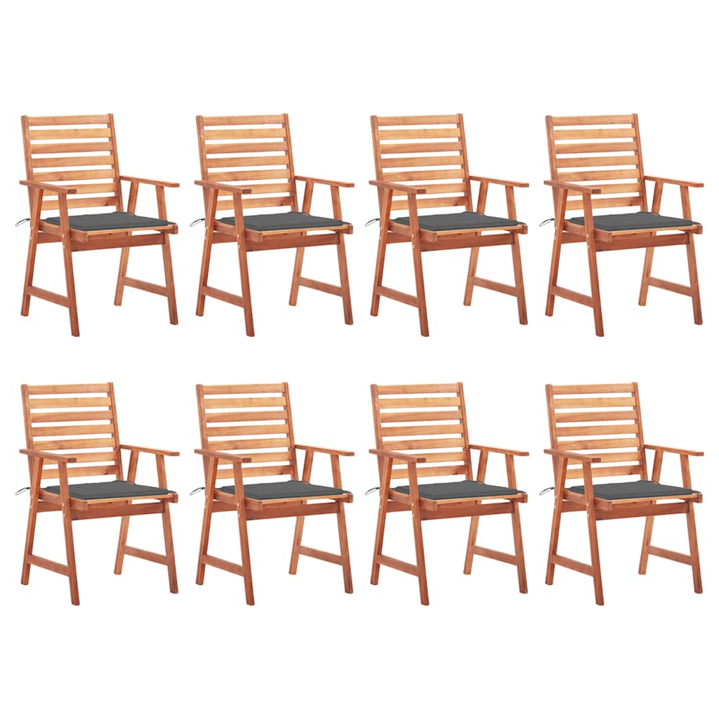 Outdoor Chair Set of 8 Anthracite, Brown