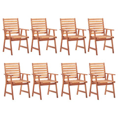 Patio Chair Set of 8 Brown with green cushions