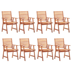 Patio Chair Set of 8 Red Solid Acacia wood Standard Stackable