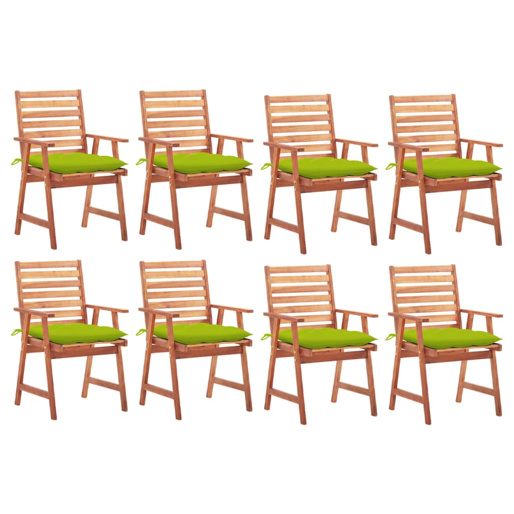 Patio Dining Chairs 8 pcs with Cushions Solid Acacia Wood