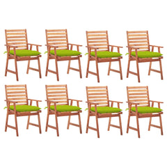 Patio Dining Chairs 8 pcs with Cushions Solid Acacia Wood