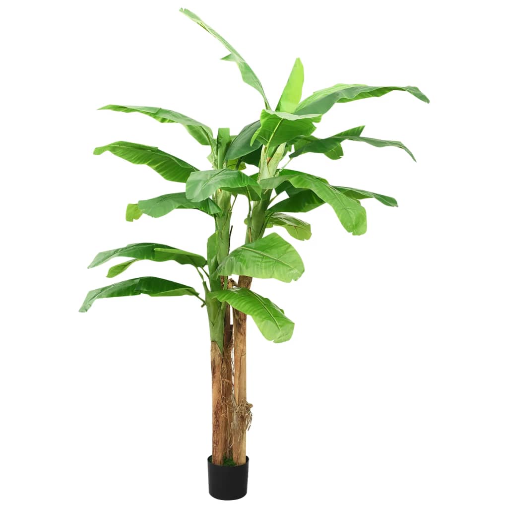 Bostome artificial banana tree with 24 green leaves in a black pot, 118.1 inches tall.