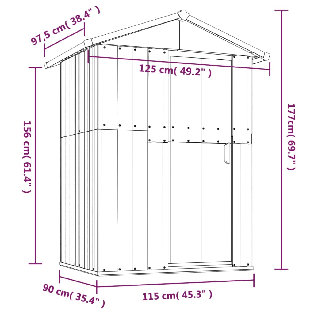 Garden Shed Green 49.6x38.4x69.7 Galvanized Steel