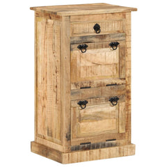 Bostome 4-layer solid rough mango wood shoe cabinet with drawer and doors.
