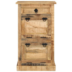 Bostome 4-layer solid rough mango wood shoe cabinet with drawer and antique-style doors.