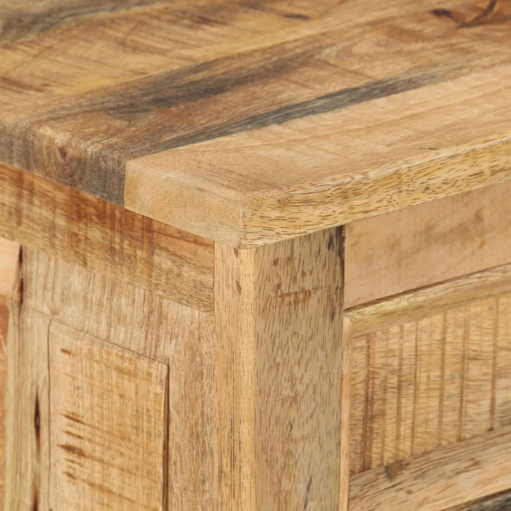 4-layer solid rough mango wood shoe cabinet with drawer and doors.