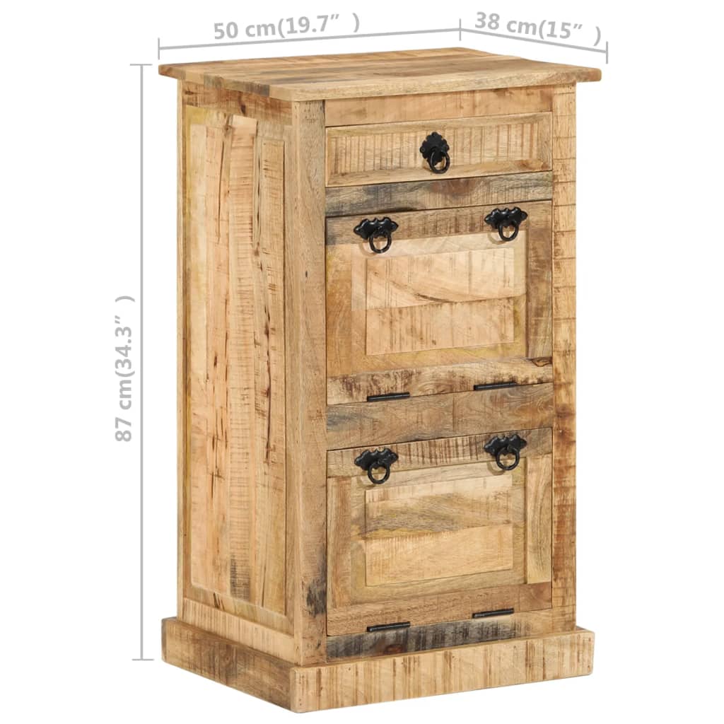 Bostome 4-layer solid rough mango wood shoe cabinet with drawer, 50x38x87 cm.