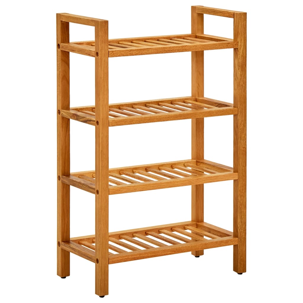 Shoe Rack with 4 Shelves 19.7x10.6x31.5 Solid Oak Wood