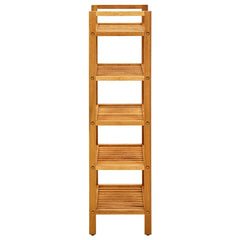 Tall solid oak wood shoe rack with five open shelves, measuring 19.7x10.6x39.4 inches.