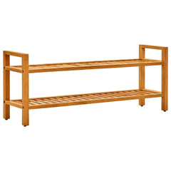 Bostome solid oak wood shoe rack with two slatted shelves and built-in handles in natural finish