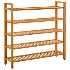 Bostome solid oak 5-shelf shoe rack, 39.4 inches wide by 39.4 inches high.