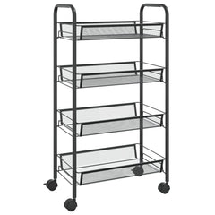 4-Tier Kitchen Trolley Black 18.1x10.2x33.5 Iron