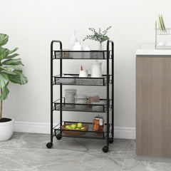 4-Tier Kitchen Trolley Black 18.1x10.2x33.5 Iron