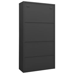Office Cabinet Anthracite Steel, tempered glass Large