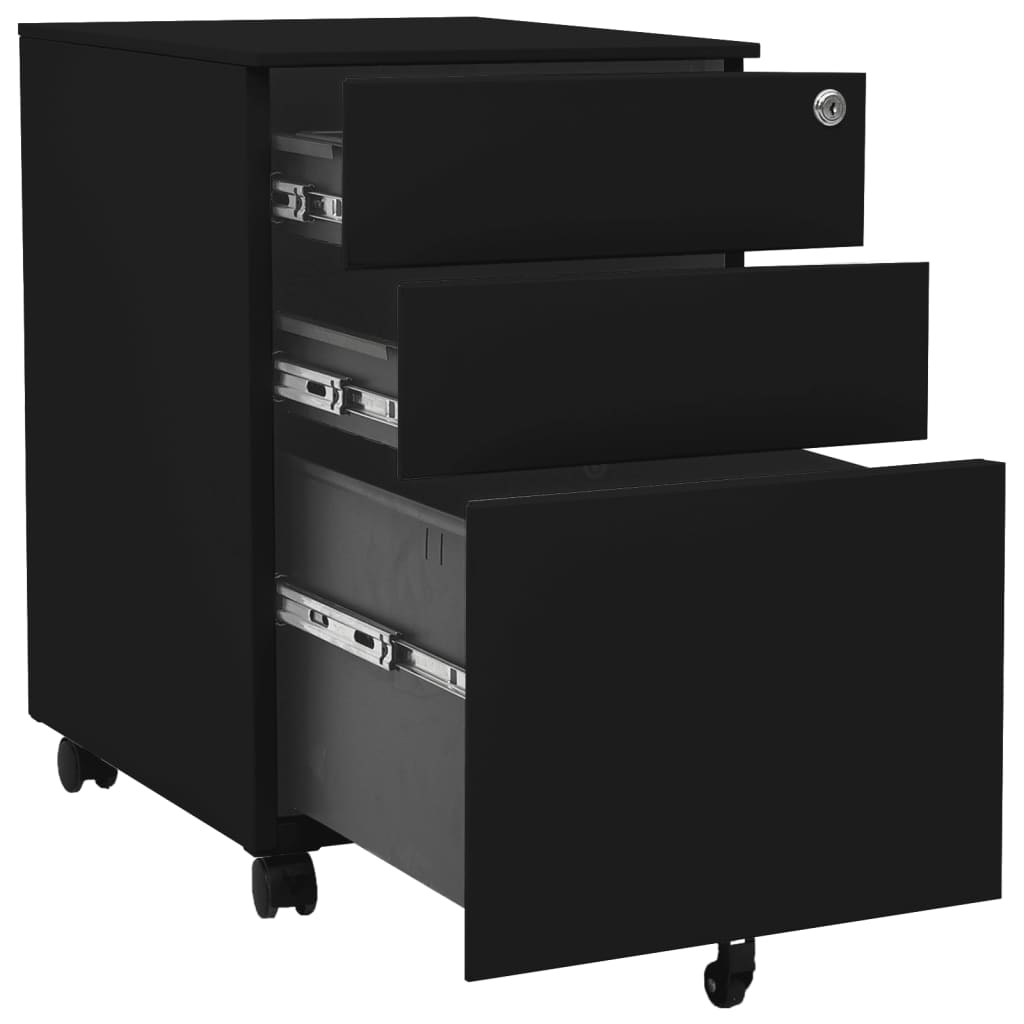 File Cabinet Black Steel Medium Filing Cabinet Rectangular – Bostome