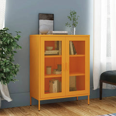 Storage Cabinet Mustard Yellow Steel 31.5x13.8x40.0 in