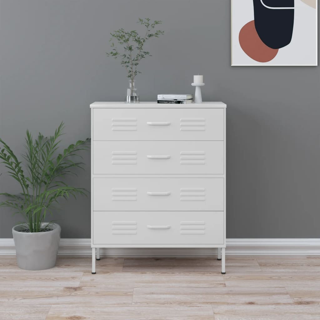 Chest Of Drawers White Steel 31.5 x 13.8 x 40.0 in