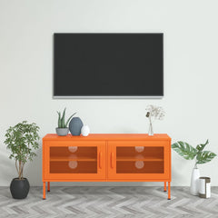 TV Cabinet Orange Steel Small to Medium TV Cabinet Rectangular