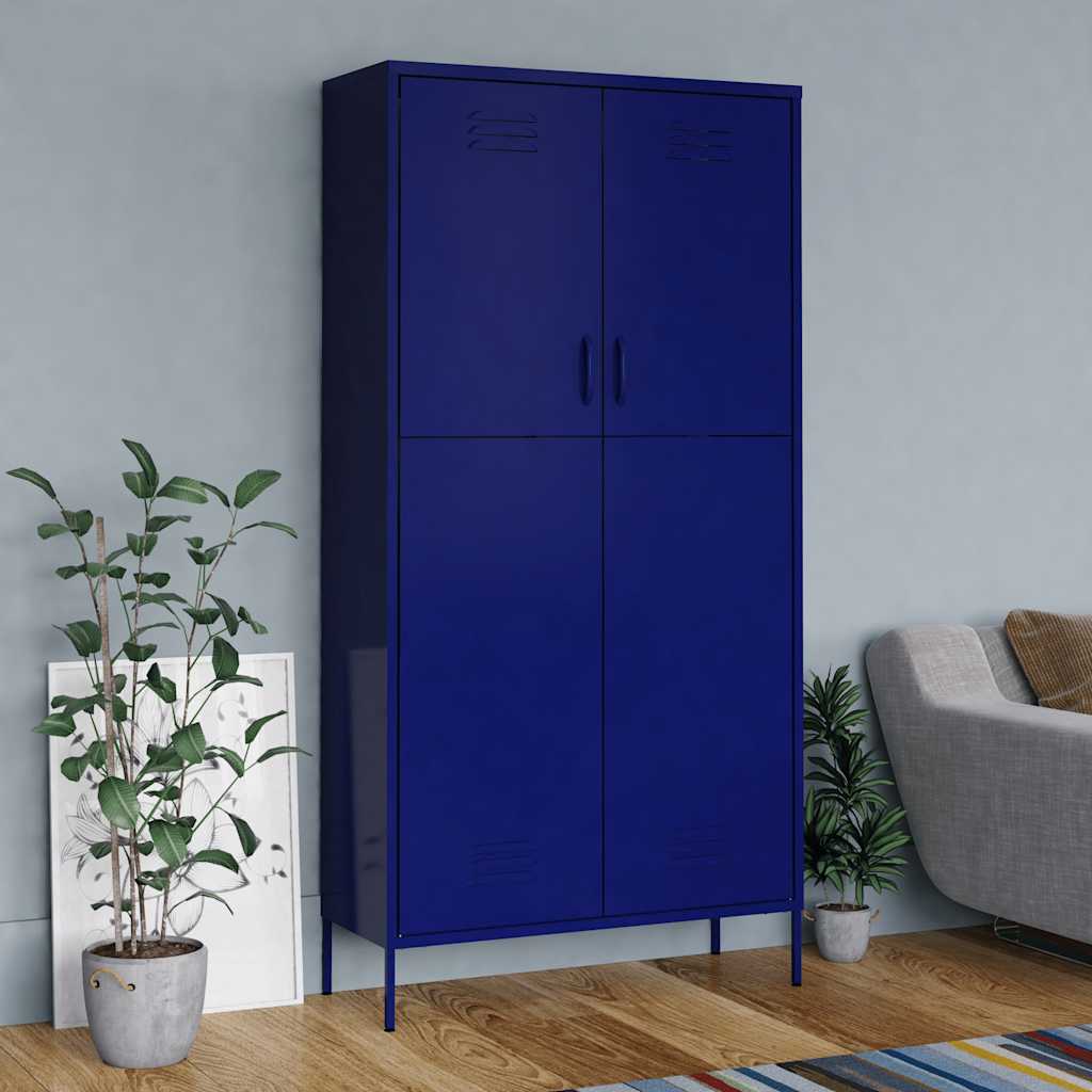 Wardrobe Navy Blue 35.4x19.7x70.9 Steel