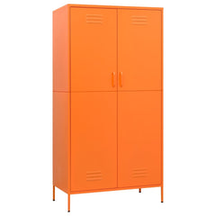 Wardrobe Orange Powder-Coated Steel Large Wardrobe Rectangular